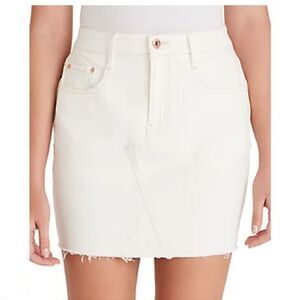 NWOT Jessica Simpson Infinite High Waist Denim Frayed Mini Skirt Off White 28